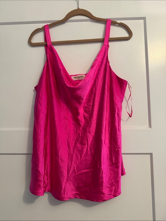 La Vie En Rose Tops - La Vie En Rose Bright Pink Satin Cowl Neck Camisole